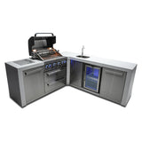 Mont Alpi Deluxe Series 10.5 Ft L-Shaped Propane Outdoor Kitchen Island w/ Side Burner & Beverage Center- MAi400-D90BEV