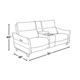 Slope - Upholstered Power Loveseat With Console - Espresso Wood, Pewter Fabric