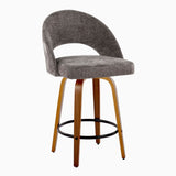 Renee - Upholstered Fixed-Height Barstool (Set of 2) - Walnut Wood Base