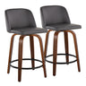 Toriano - 24" Fixed-height Counter Stool (Set of 2) - Walnut And Black Round Footrest