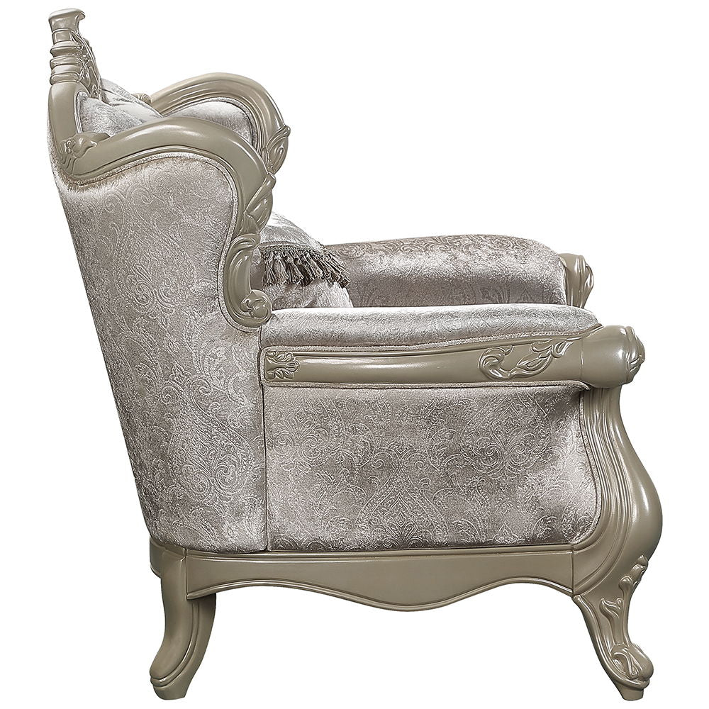 Libertee - Chair With Pillow - Beige Fabric & Champagne