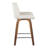 Santi - 24" Fixed-Height Counter Stool With Swivel - Walnut Wood (Set of 2)