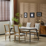 French Country Style Dining Chair With Upholstered Seating And Fluted Legs