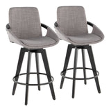 Cosmo - Fixed-Height Counter Stool (Set of 2) - Black Bamboo Base, Black Footrest