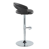 Grotto - Upholstered Adjustable Barstool - Chrome Metal Base