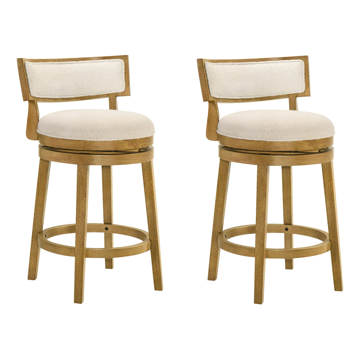 Noely - Modern Farmhouse Swivel Wood Counter Height Kitchen Bar Stool