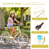 24" Cruiser Bike With 6 Speed Gear System, Rear Rack & Cup Holder