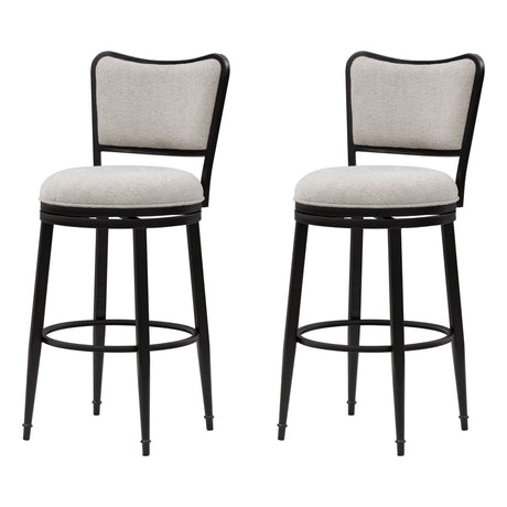 Baxter - Steel Frame Fabric Upholstered Swivel Bar Height Barstool