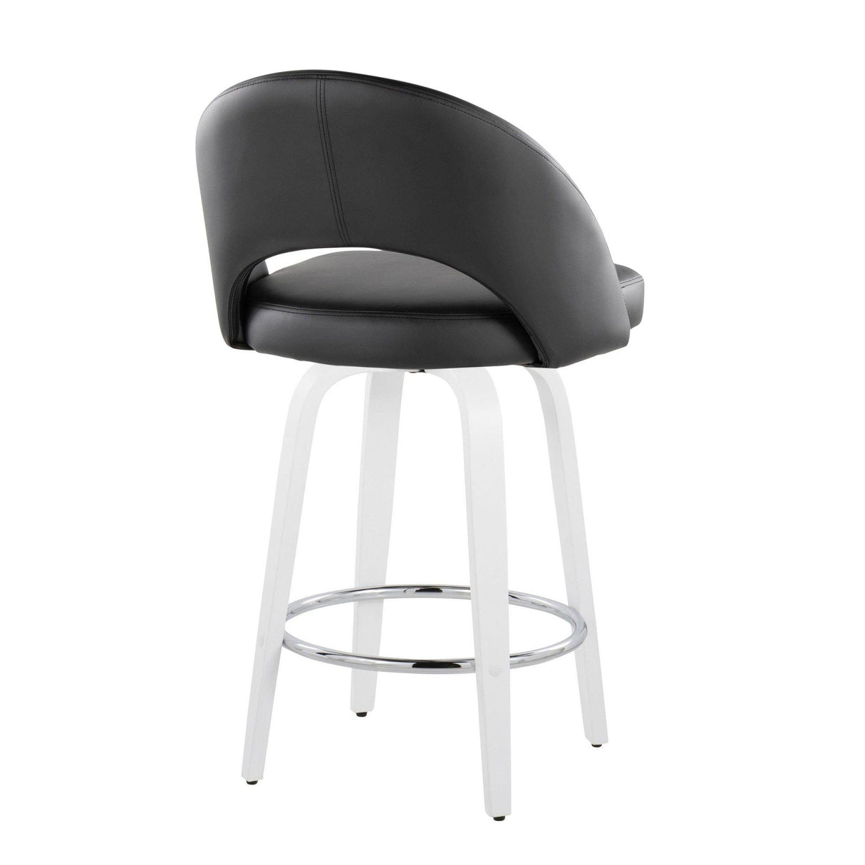 Cinch - Contemporary Fixed-Height Swivel Counter Stool (Set of 2) - White Wood And Round Silver Footrest
