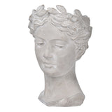 Greek Style Cement Head Planter Indoor Outdoor Home, Garden Decor - Gray