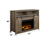 Tobias - 38" Fireplace - Rustic Oak