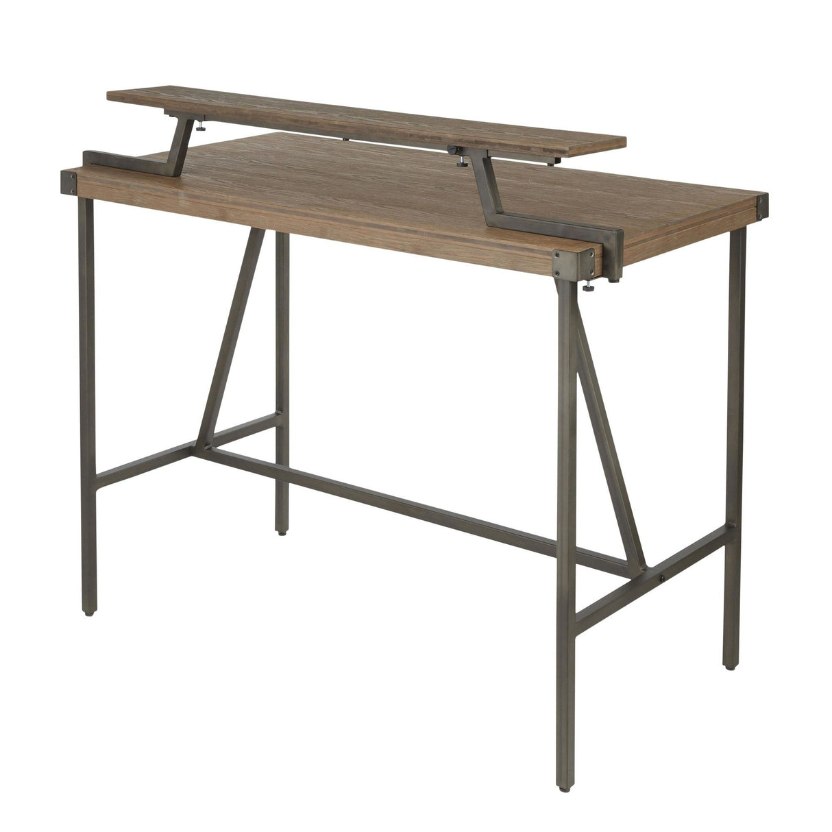 Gia - Industrial Counter Table - Wood-Pressed Grain Bamboo Top