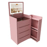 Flip Mirror Vanity Desk With Adjustable LED Lights & Stool For Bedroom