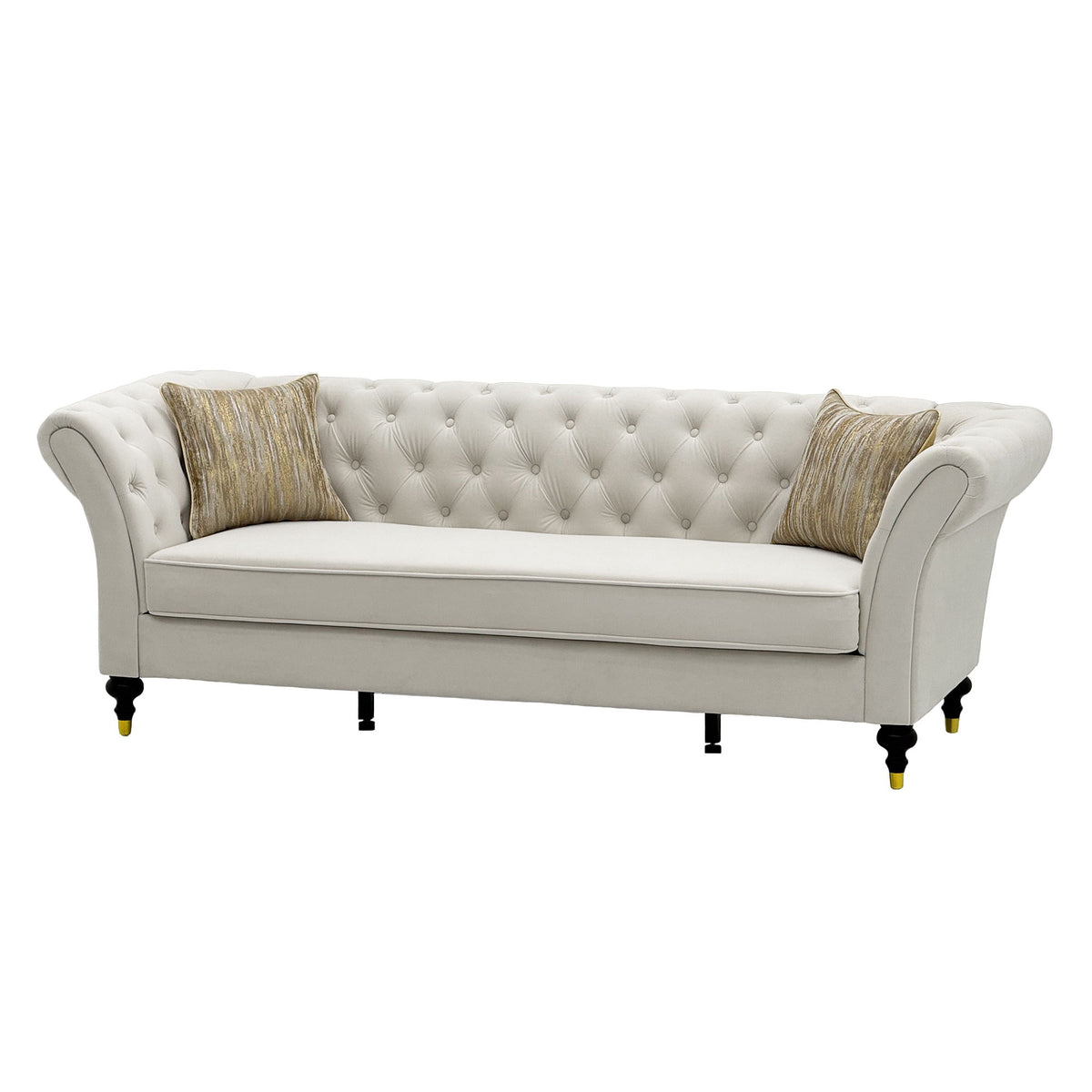 Chesterfield Sofa, 3 Seat Couch With Deep Button Tufted Back, Rolled Arms