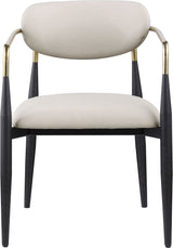 Ronda - Vegan Leather Upholstered Dining Arm Chair - Black Legs