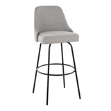 Marcel - 30" Fixed-Height Barstool With Swivel And Round Black Metal Footrest (Set of 2) - Black Metal