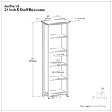 Amherst - 5 Shelf Bookcase - Brown - Pine