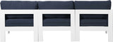 Nizuc - Outdoor Patio 3 Seat Armless Modular Sofa With White Frame