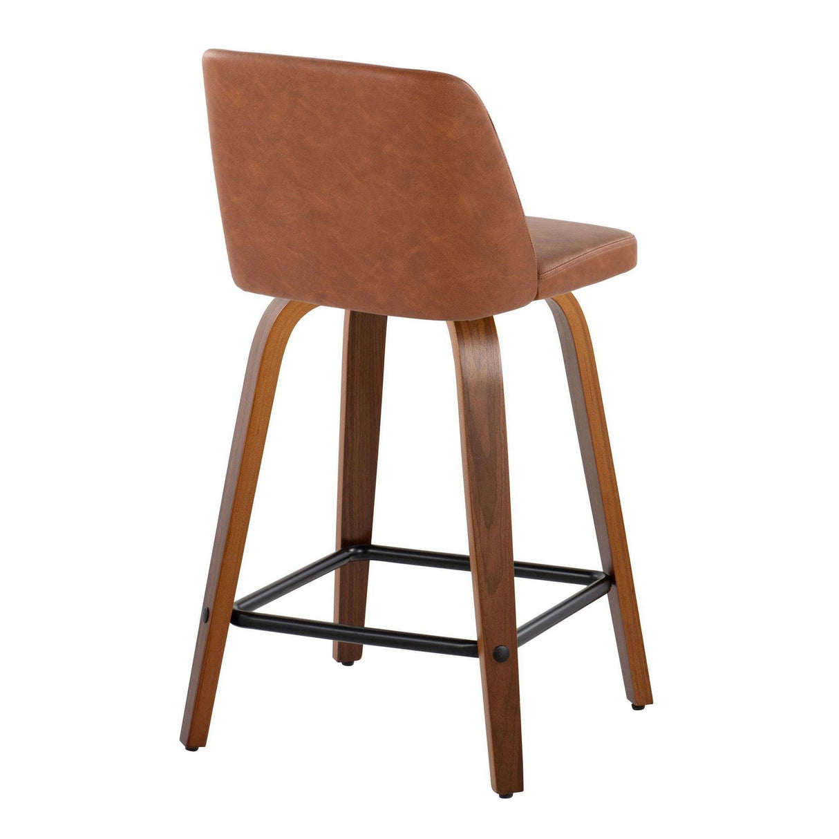 Toriano - 24" Fixed-Height Counter Stool (Set of 2) - Walnut & Black Base