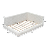 Upholstered Full Size Platform Bed With LED Belt And USB Ports - White
