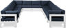 Nizuc - Outdoor Patio 12 Piece Modular Sectional With White Frame