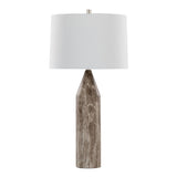 Point - 30" Table Lamp (Set of 2) - Brown Metal And White Linen With Faux Marble Finish