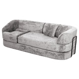 3 Seater Sofa With Built In Pet Bed Nook, Curved Design And 2 Throw Pillows