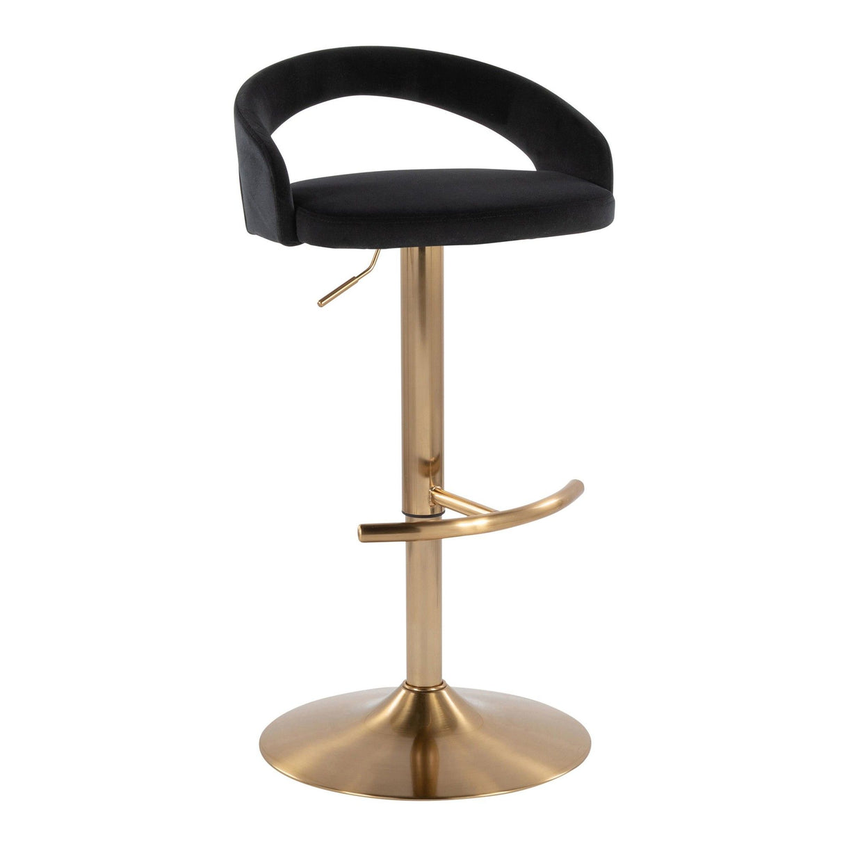 Grotto - Upholstered Adjustable Barstool - Gold Metal Base