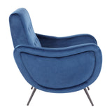 Rafael - Contemporary Lounge Chair - Black Metal And Blue Velvet