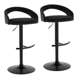 Grotto - Upholstered Adjustable Barstool - Black Metal Base