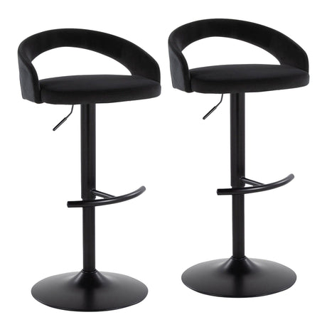 Grotto - Upholstered Adjustable Barstool - Black Metal Base