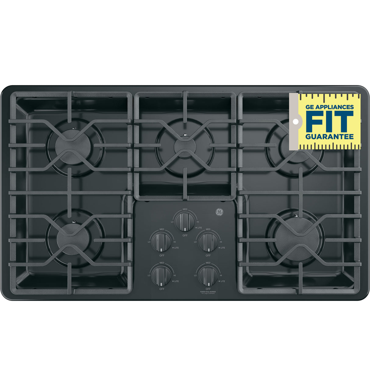 GE JGP3036DLBB - 36 in. 5-Burner Natural Gas Cooktop with Simmer Burner & Power Burner - Black