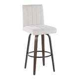 Hannah - Fixed-Height Barstool With Swivel And Round Black Metal Footrest (Set of 2) - Walnut Glazed Wood