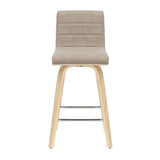 Vienna - 35.5" Swivel Counter Height Square Back Wood Bar Stool With Faux Leather Seat