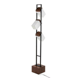 Bento - 67.5" Metal Floor Lamp - Black Metal And Walnut Wood With White Shade