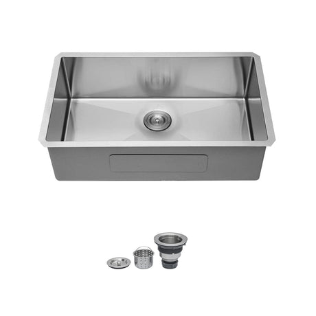 Undermount Stainless Steel Kitchen Sink, Deep Single Bowl Basin