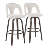 Ava - Upholstered Fixed-Height Barstool (Set of 2) - Walnut Glazed Wood Base