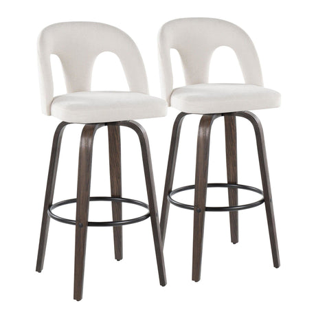 Ava - Upholstered Fixed-Height Barstool (Set of 2) - Walnut Glazed Wood Base