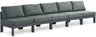 Nizuc - Outdoor Patio 5 Seat Modular Armless Sofa With Gray Frame