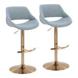 Fabrizzi - Adjustable Barstool With Swivel And Rounded T Footrest (Set of 2) - Gold Metal