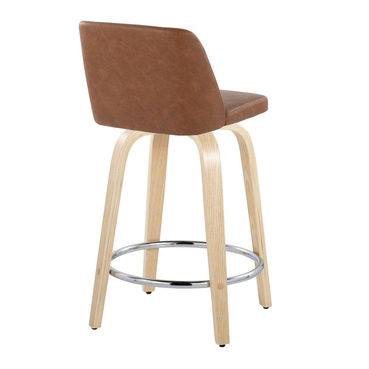 Tintori - Fixed-Height Swivel Counter Stool With Natural Wood Frame (Set of 2)