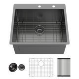 Topmount Kitchen Sink 16 Gauge, Single Bowl