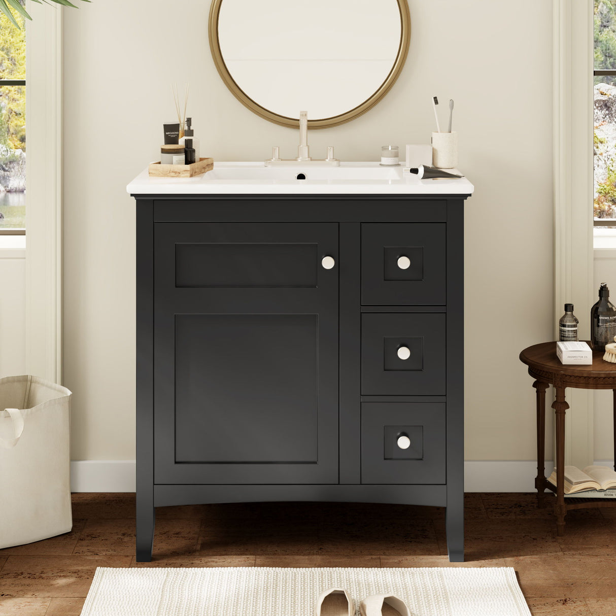 Modern Bathroom Vanity With Sink, 3 Drawer Storage Cabinet