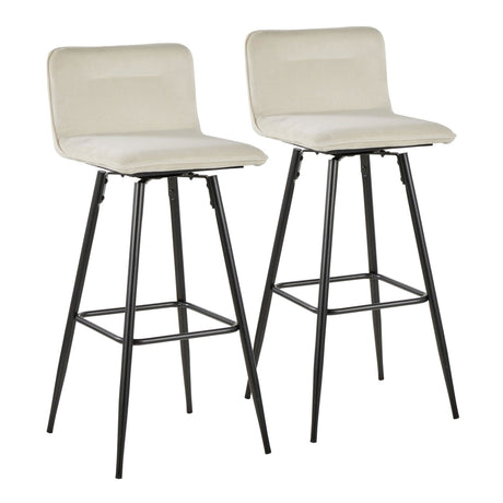 Casper - Contemporary Fixed-Height Barstool (Set of 2) - Black Metal Frame