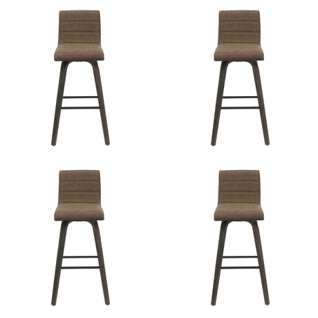 Vienna - 39.5" Swivel Bar Height Square Back Wood Bar Stool With Faux Leather Seat