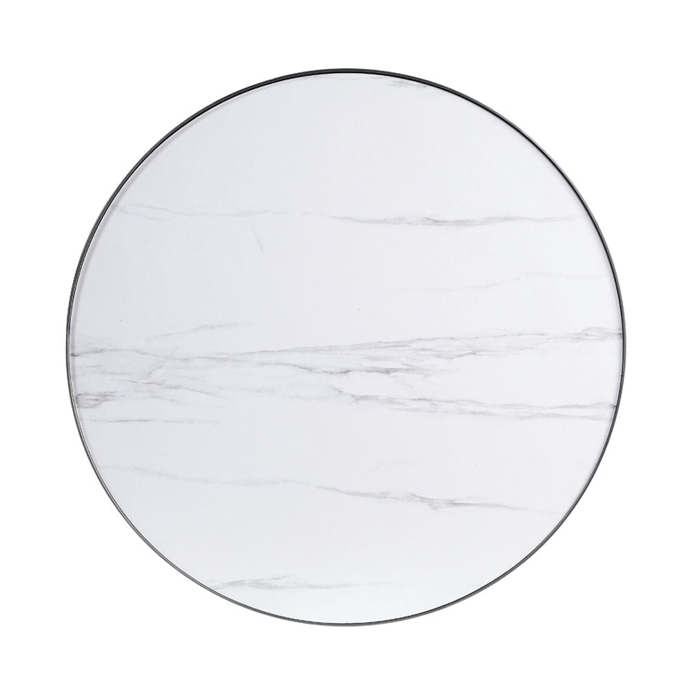 Abilene - Nesting Coffee Table Set - Marble Top & Brush Silver