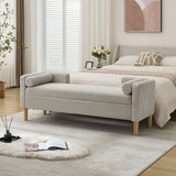 Upholstered Corduroy Flip Top Storage Bench For Living Room