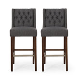 Solstara - Upholstered Dining Barstool With Button Tufted And Wing Back