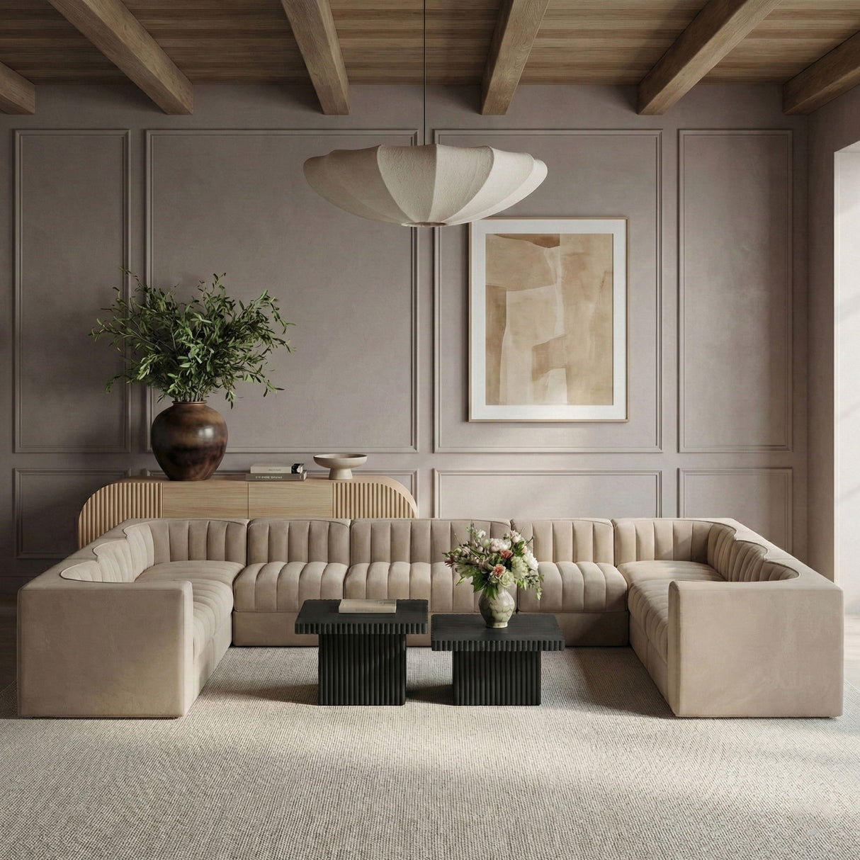 Rummi - Velvet Performance Fabric Upholstered 10 Piece Modular Sectional