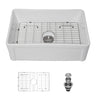 Apron Front Reversible Single Bowl Kitchen Sink & Grid And Strainer